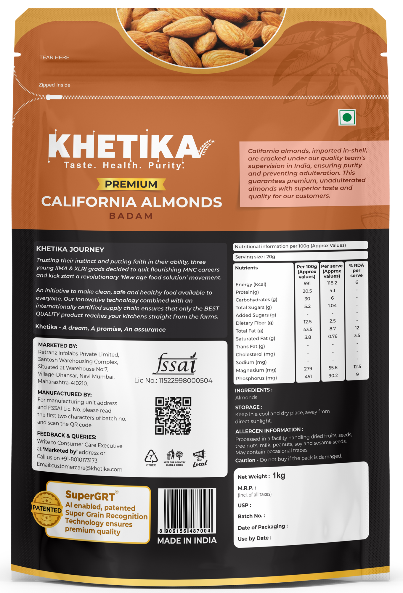 Khetika Premium California Almond