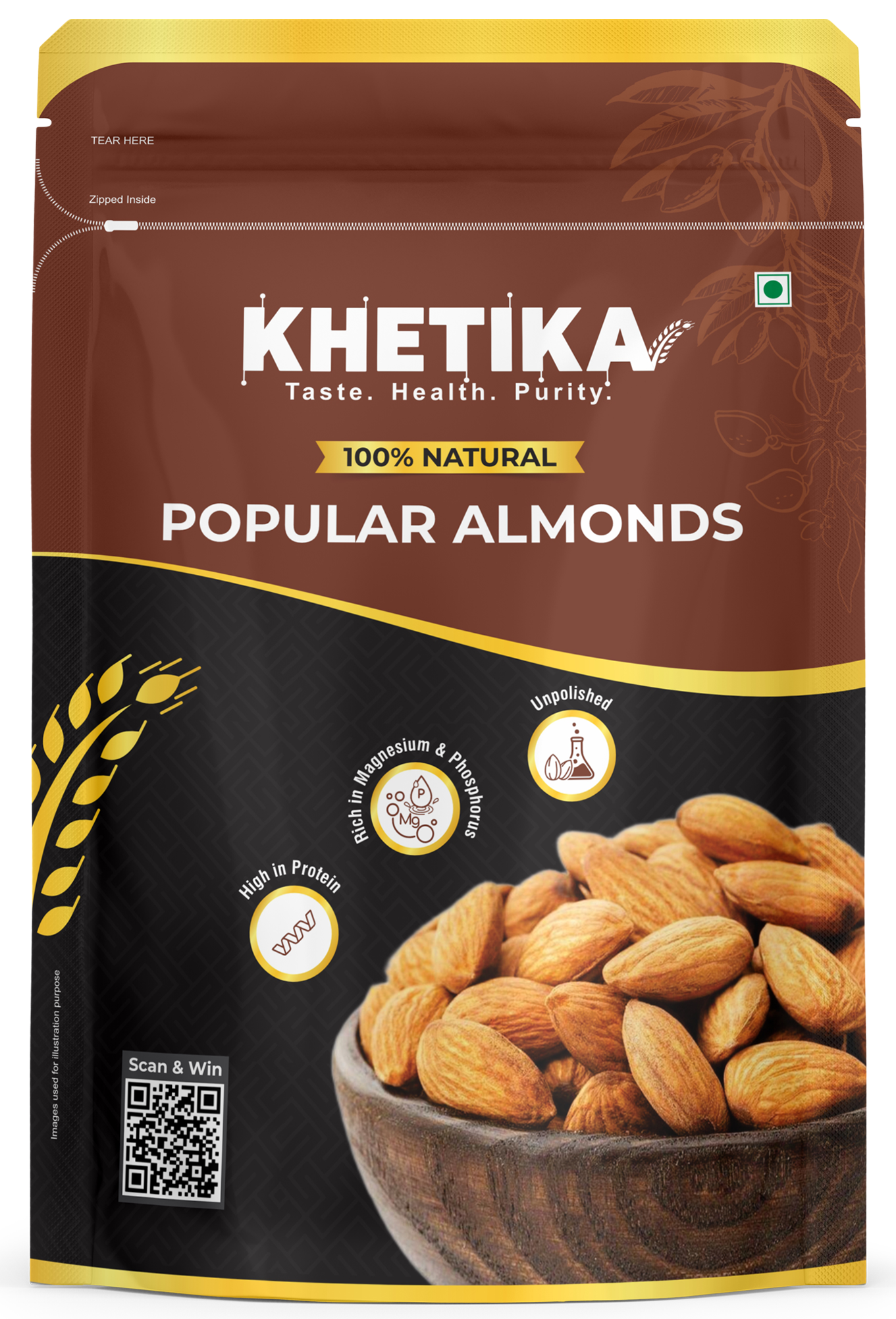 Khetika 100% Natural Popular Almonds
