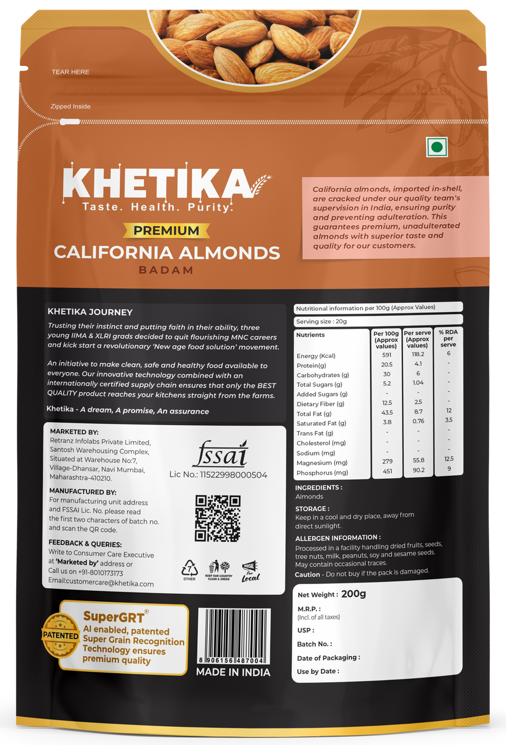 Khetika Premium California Almond