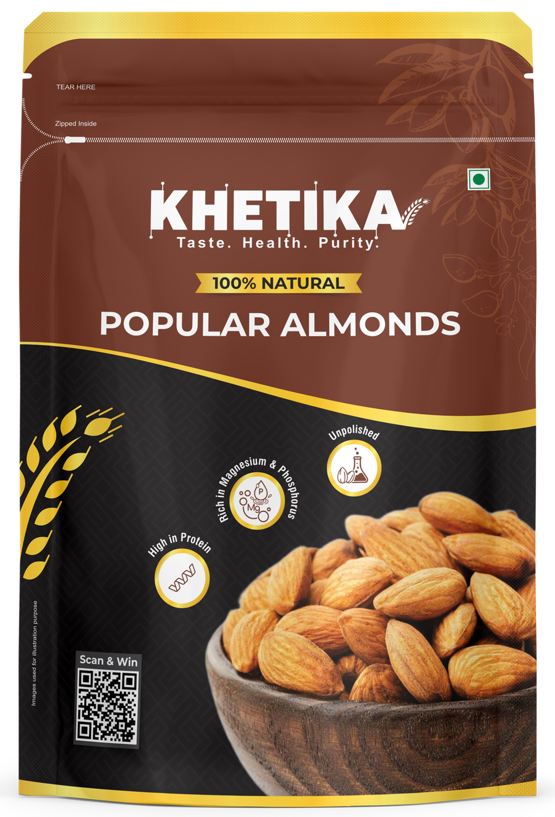 Khetika 100% Natural Popular Almonds